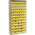 Global Equipment Steel Shelving - Total 81 4"H Plastic Shelf Bins Yellow, 36x12x72-13 Shelves 603442YL